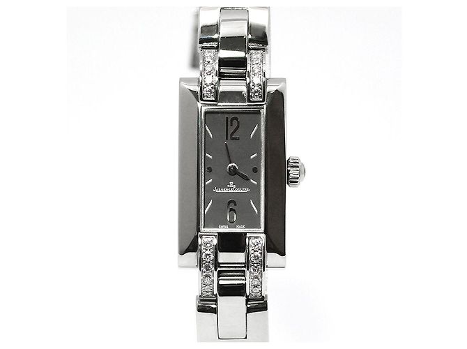 Jaeger Lecoultre Jaeger-LeCoultre Ideal Diamond Quartz Uhr mit Lederarmband Braun