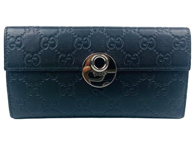 Gucci Silver Shima Women's Long Wallet Black
