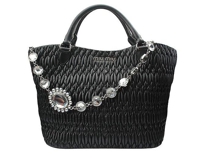 Miu Miu Bolsa Tote e Bolsa de Ombro Crystal Black Preto