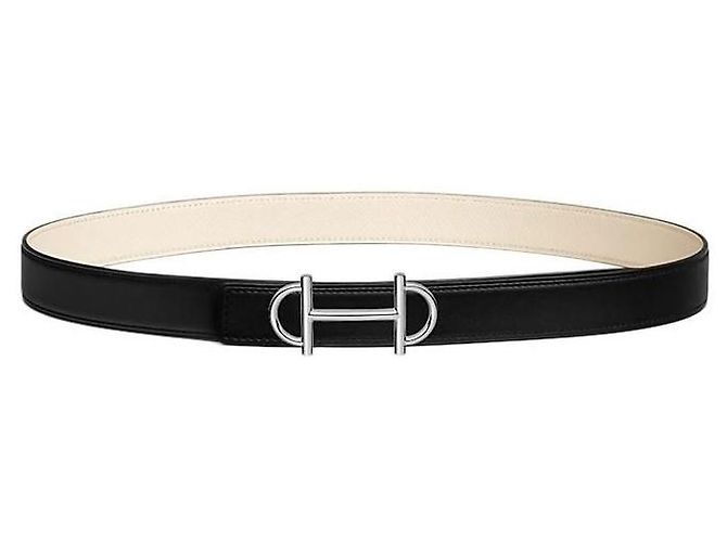 Hermès Cinturón de cuero reversible para mujer Plata