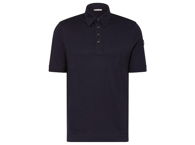 Moncler Double Leather Logo Polo Shirt Navy Black