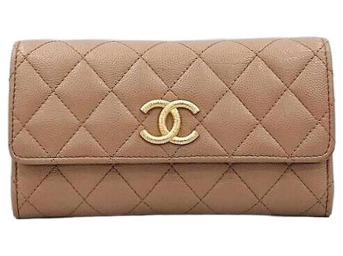 Chanel Carteira longa com aba em caviar Prata