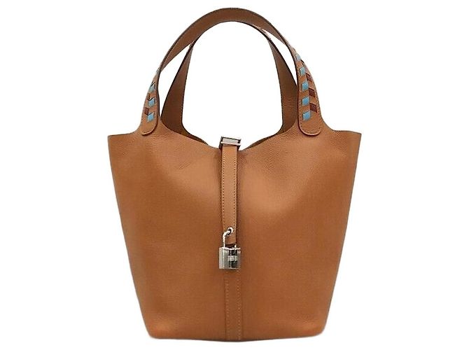 Hermès Picotin Clemence Camel Gold Marrom