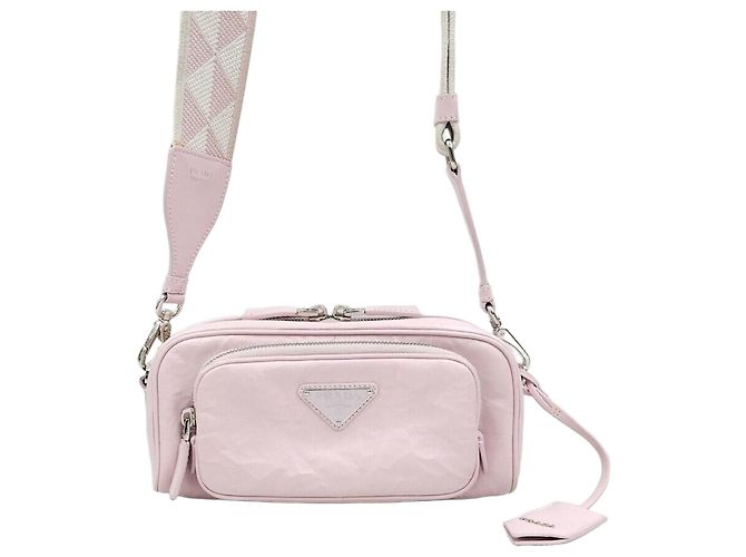 Prada Borsa a tracolla multi tasche in pelle invecchiata rosa