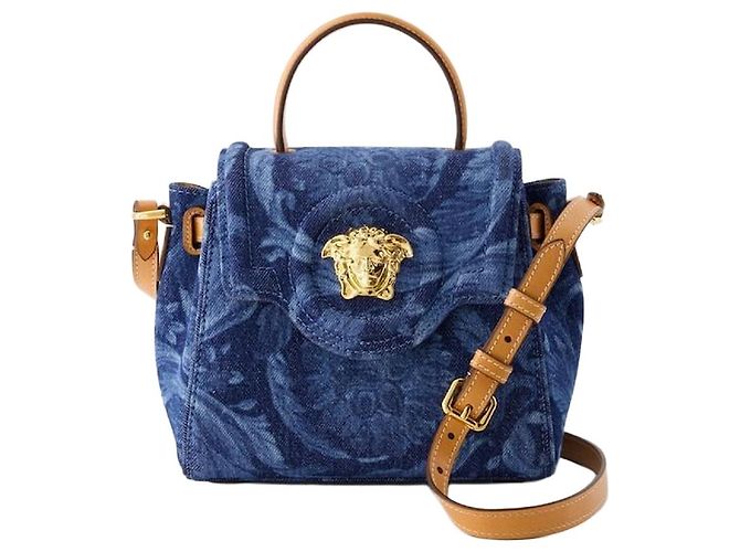 Versace Bolso Medusa de algodón azul