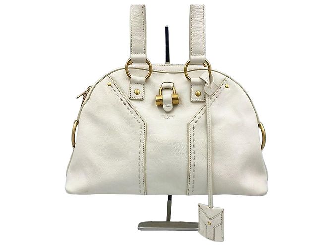 Saint Laurent Bolsa de ombro pequena Muse Marfim Branco