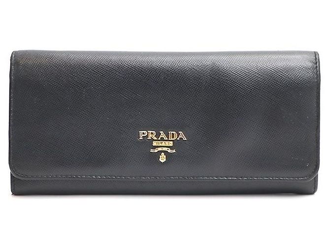 Prada Saffiano Long Wallet Black