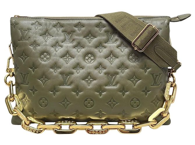 Coussin Louis Vuitton Borsa a tracolla con catena e cuscino monogramma kaki Marrone