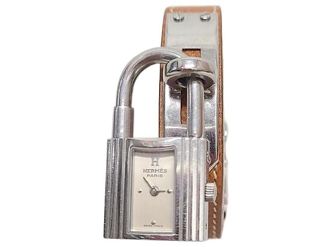 Hermès Kelly Uhrenarmband Braun Silber 