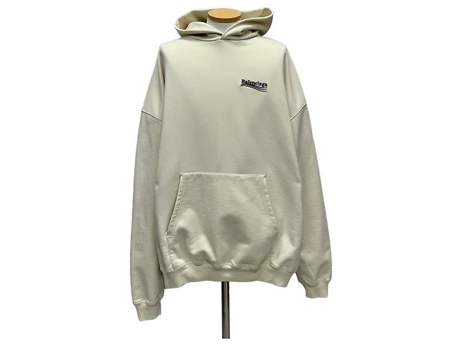 Balenciaga Oversized-Kapuzenpullover mit besticktem politischem Kampagnenlogo Weiß