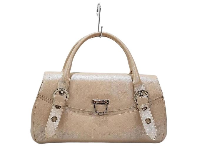 Salvatore Ferragamo Sac cabas Gancini Logo Blanc