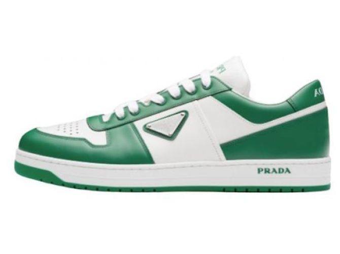 Prada Baskets en cuir Downtown Vert