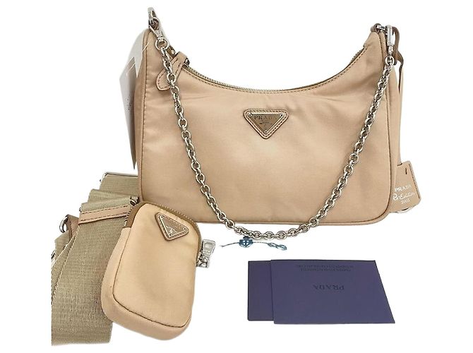Prada Bolsa de ombro Multi Hobo em Re-Nylon Re-Edition Marrom
