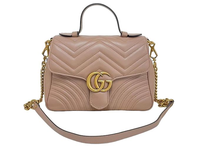 Gucci Bolsa Matelassé Marmont com alça de mão e transversal Marrom