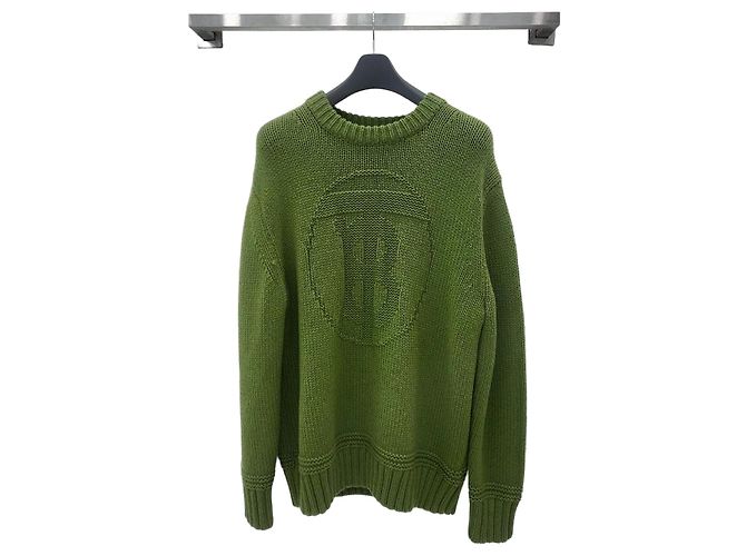 Burberry Grüner Strick mit Monogramm-Logo 