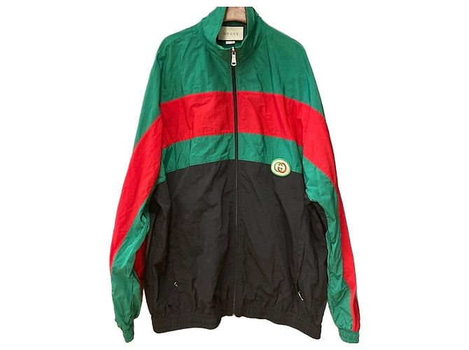 Gucci Striped Nylon Oversized Jacket Black