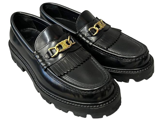 Céline Mocassino Margaret con catena Triumph Nero