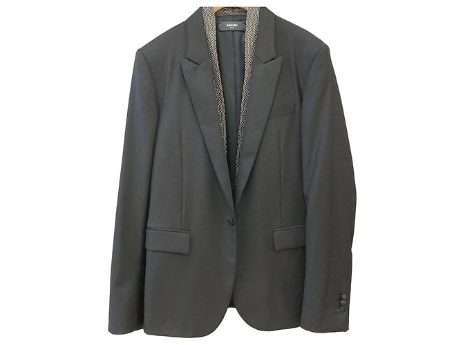 Amiri Leather Stud Blazer Jacket Black