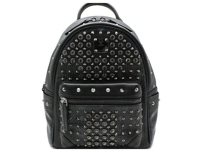 MCM Black Visetos Stark Stud Mini Backpack