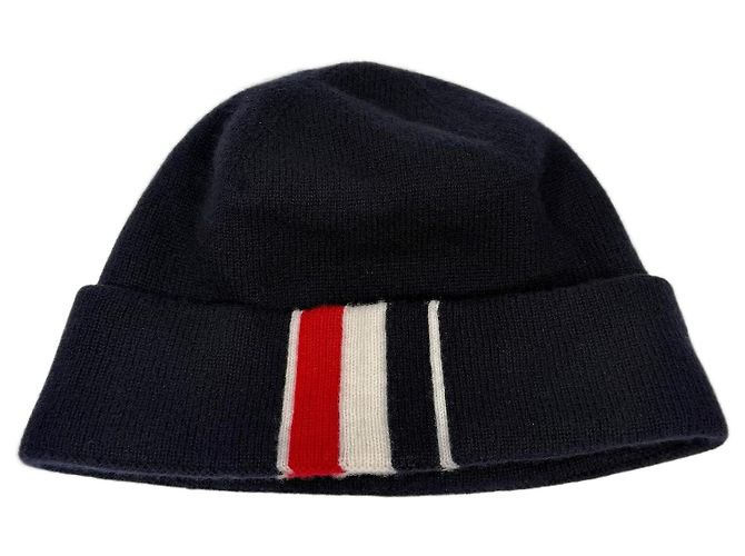 Thom Browne Gorro de lã de merino tricotada (OS) Azul