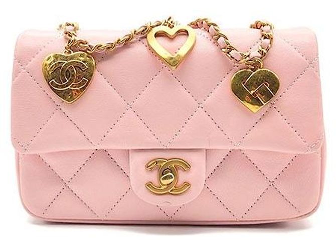 Chanel Mini borsa flap con charm a cuore in agnello Rosso