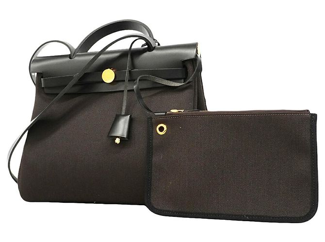 Hermès Bolsa Hermes Herbag Zip PM Marrom Preto