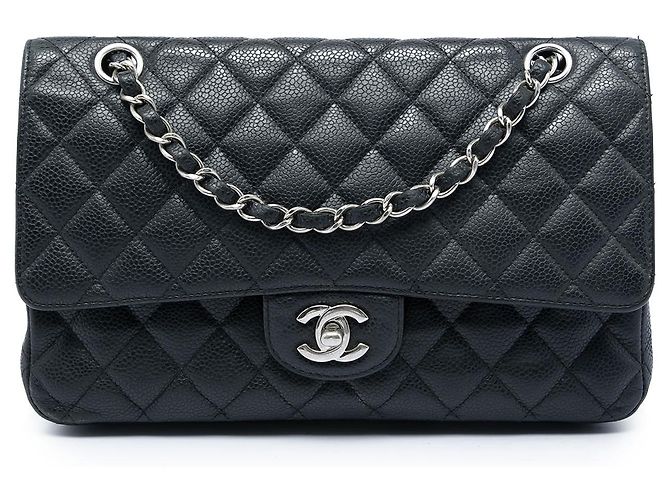 Chanel Black Medium Classic Caviar Double Flap Nero