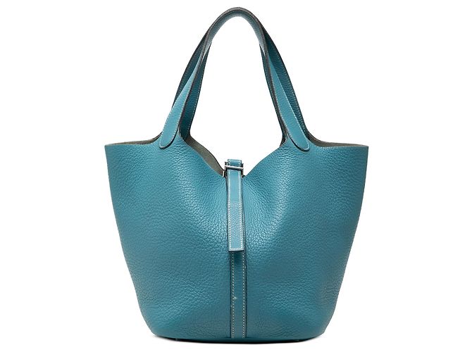 Hermès Picotin 22 em couro Clemence azul