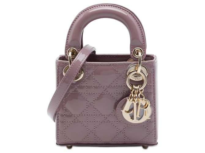 Lady Dior em micro verniz rosa cannage
