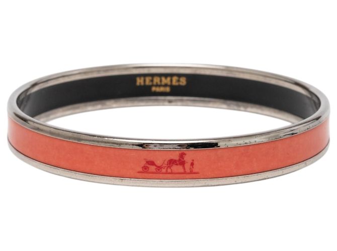 Hermès Orange Narrow Caleche Email Armband 65 