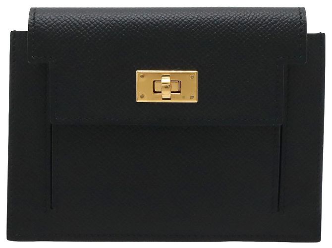Hermès Black Epsom Kelly Pocket Compact Wallet
