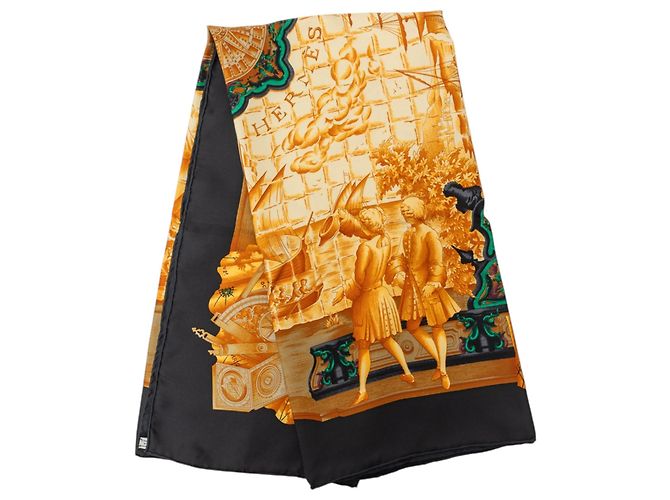 Sciarpa in seta Hermès Black Azulejos 90 Nero