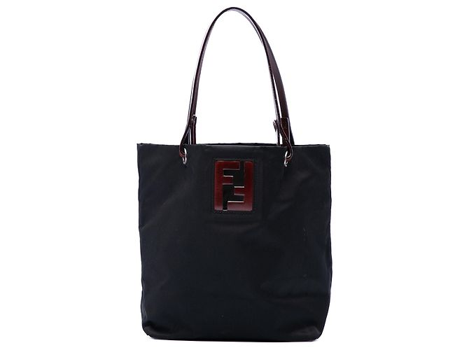 Fendi Handtasche aus schwarzem Nylon mit FF-Logo