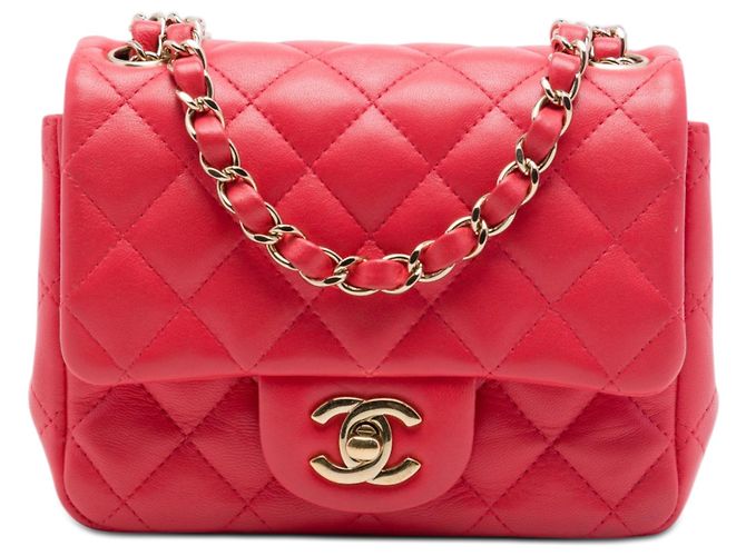 Chanel Red Mini Square Classic Lambskin Single Flap Rouge