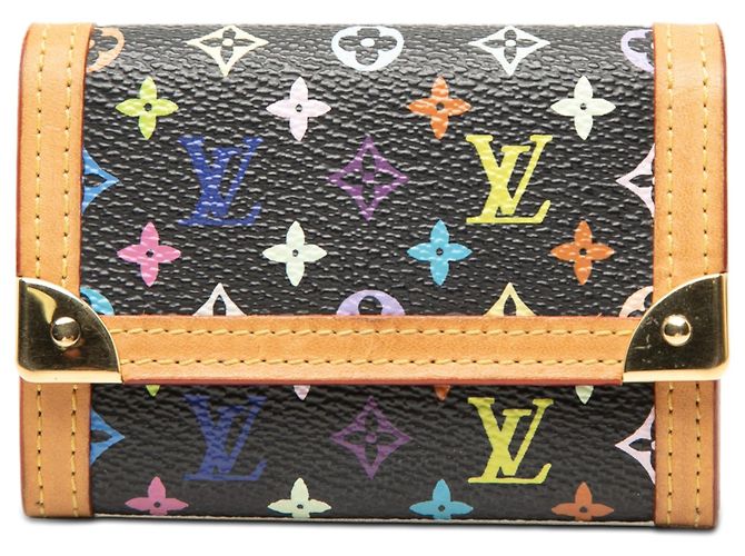 Louis Vuitton Black Monogram Multicolore Porte Monnaie Plat