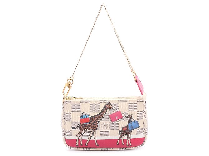 Louis Vuitton Mini Pochette Accessoires Giraffe em Damier Azur branco