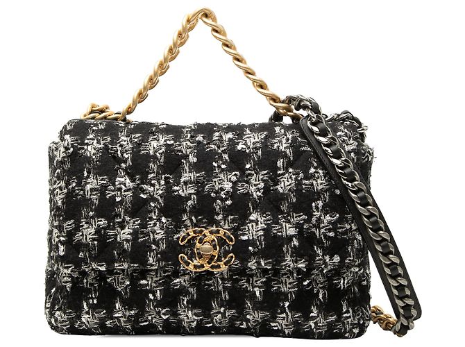 Chanel Black Large Tweed 19 Flap Nero