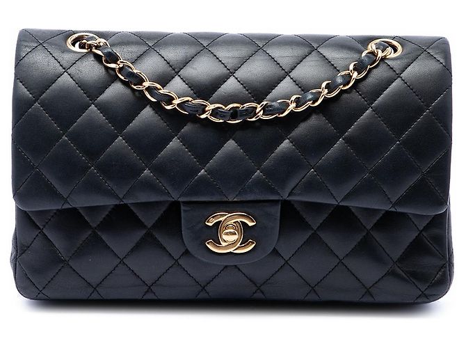 Chanel Black Medium Classic Lambskin Double Flap Noir