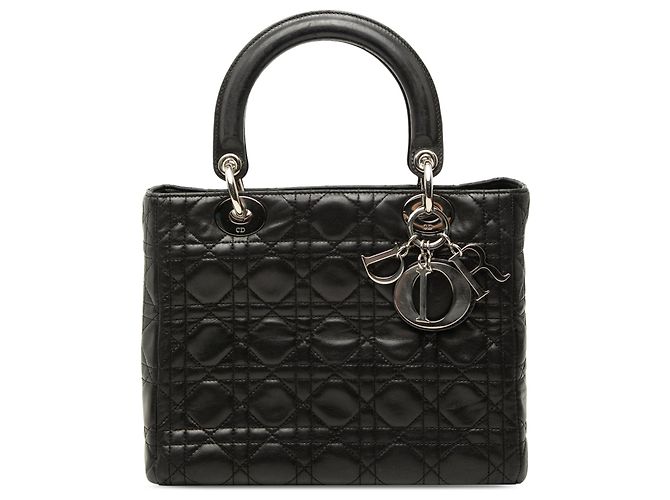 Lady Dior aus schwarzem Lammleder Cannage Größe Medium