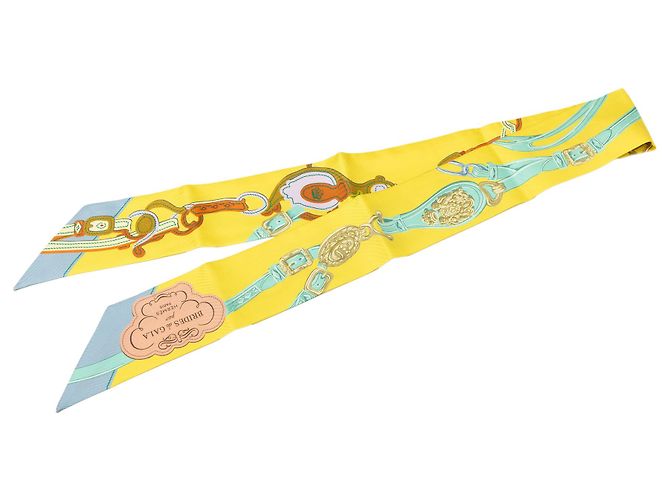 Hermès Yellow Brides de Gala Seidentuch Twilly Gelb