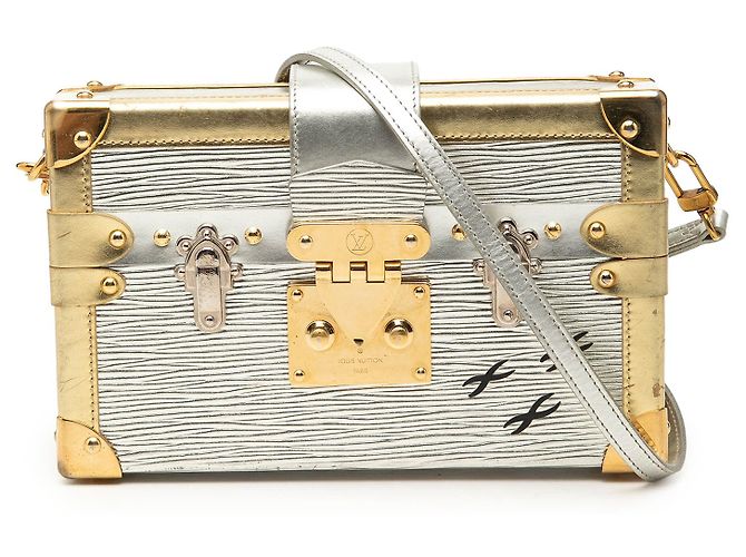 Louis Vuitton Epi Silver Petite Malle Prata