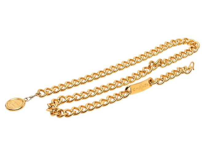 Chanel Cambon Logo Plate Chain Belt Gürtel Golden