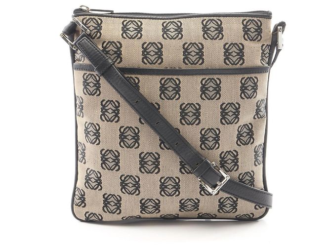Borsa a Spalla Loewe Anagram Nero Beige