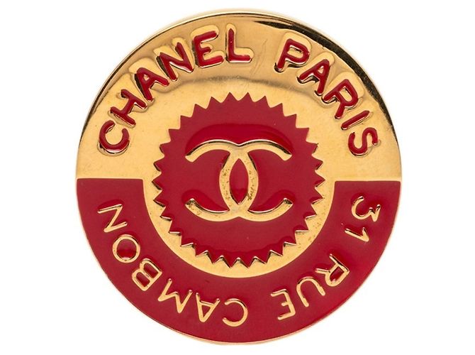 Cambon Chanel Coco Mark Brosche Rot Golden