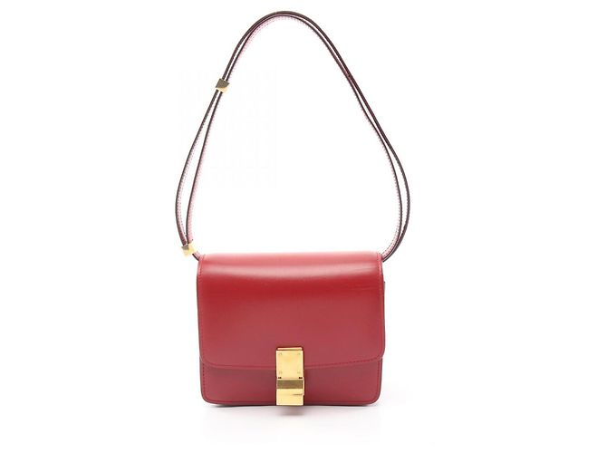 Céline Borsa a tracolla Celine Classic Box piccola in pelle rossa Rosso