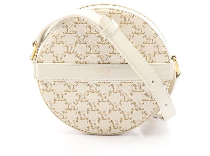 Céline Bolso de Hombro Celine Triomphe Round Purse Blanco
