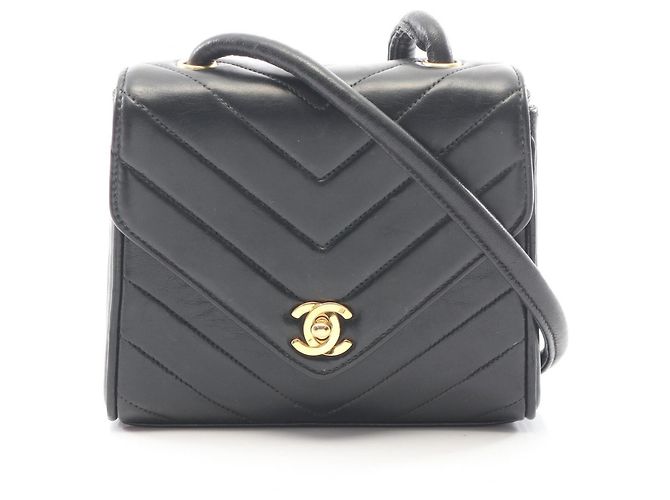 Borsa a Spalla Chanel Black V-Stitch Nero