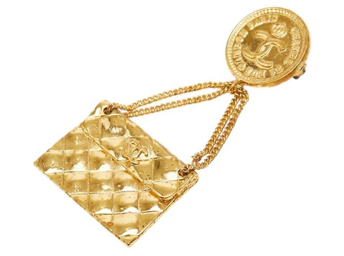 Spilla Vintage Matelassé Chanel Coco Mark D'oro 