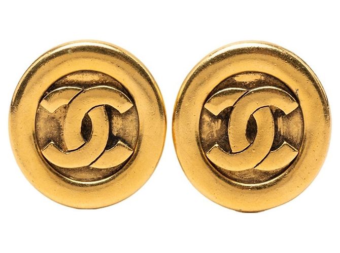 Orecchini a clip rotondi Chanel Coco Mark Vintage D'oro