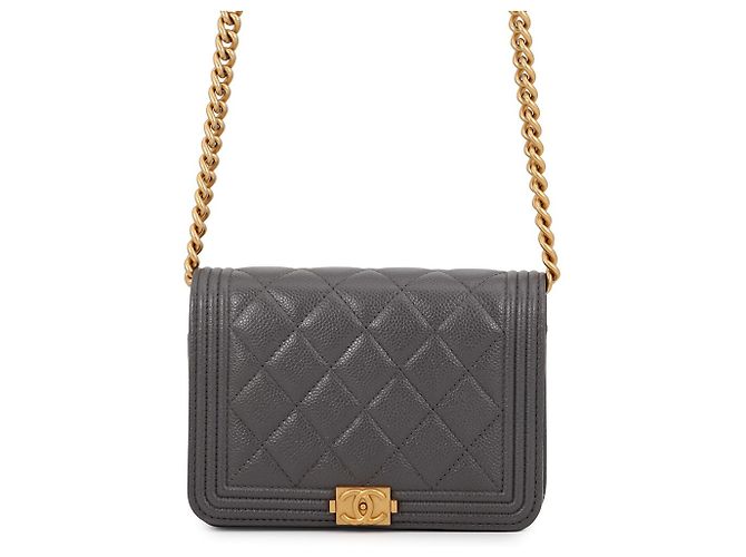 Le Boy Carteira Boy Chain da Chanel em cinza Marrom